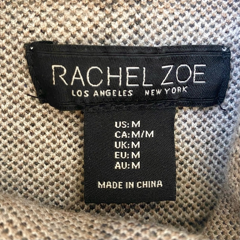 Rachel Zoe Neutral Plaid Mock Neck Sweater Cozy Winter Minimalist Knit, Size M - Picture 4 of 8